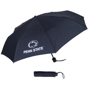 navy super pocket mini umbrella with Penn State and Athletic Logo